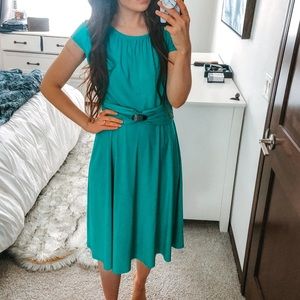 Evan Picone Fit and Flare Cap Sleeve Midi Dress Z